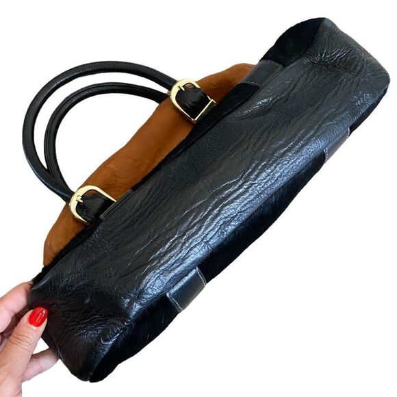 KIKI PEARL Brown & Black Leather and Cowhide Handbag - Picture 6 of 8